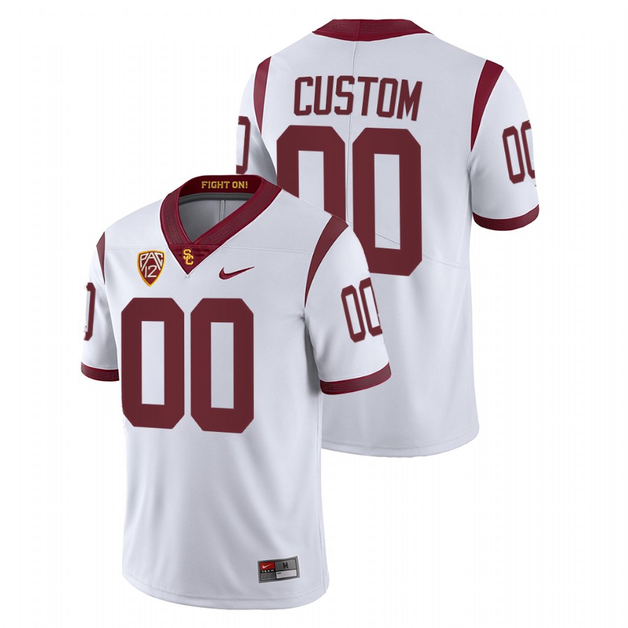 usc trojans custom white college football fight on jersey