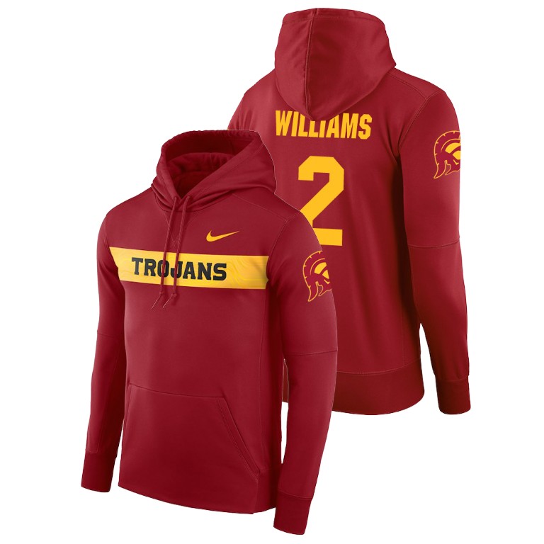 usc trojans football performance devon williams cardinal sideline seismic men's hoodie