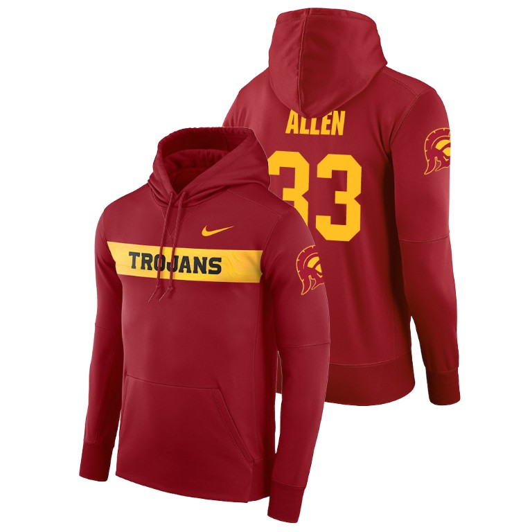 usc trojans football performance marcus allen cardinal sideline seismic men's hoodie