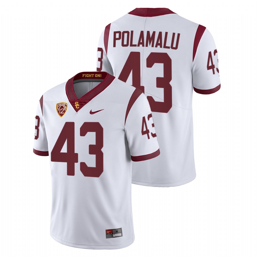 usc trojans troy polamalu white college football fight on jersey