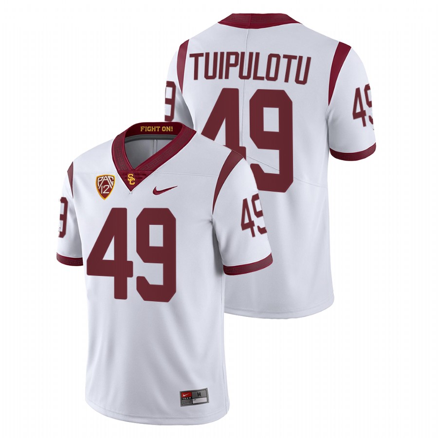 usc trojans tuli tuipulotu white college football fight on jersey