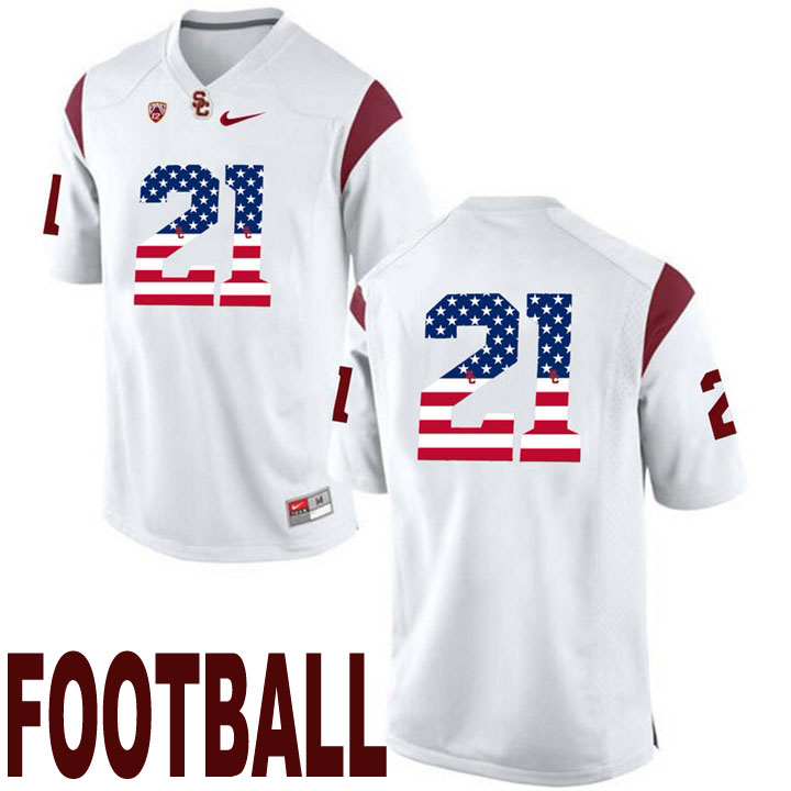 usc trojans white 21 adoree' jackson usa flag college football fashion jersey
