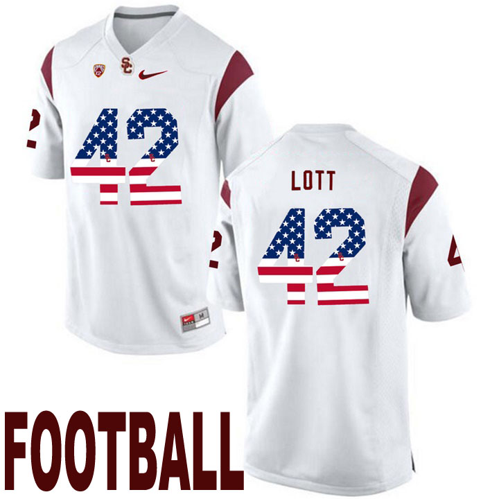 usc trojans white 42 ronnie lott usa flag college football fashion jersey