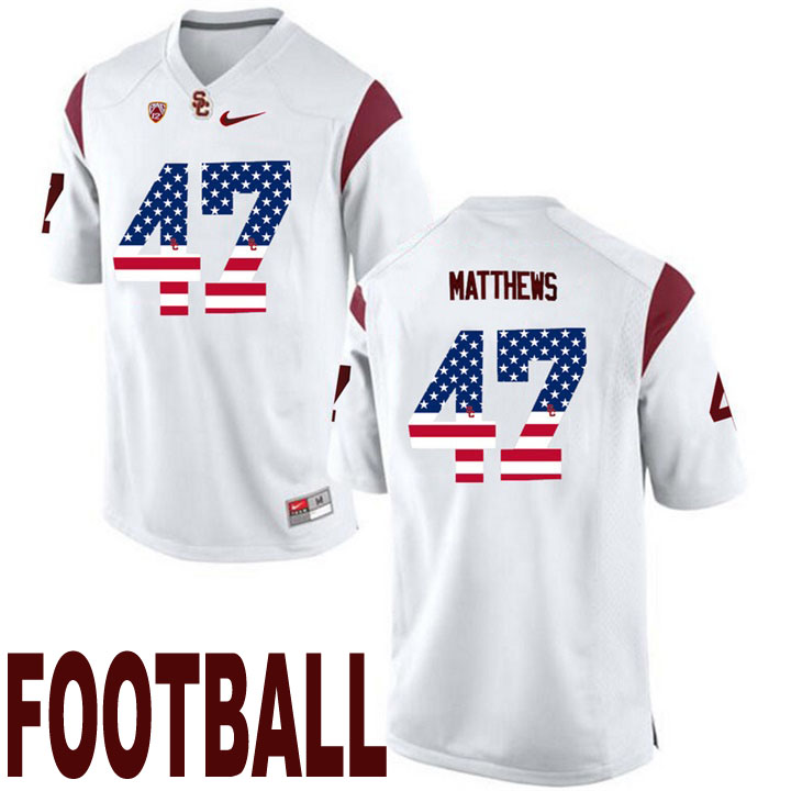 usc trojans white 47 clay matthews usa flag college football fashion jersey