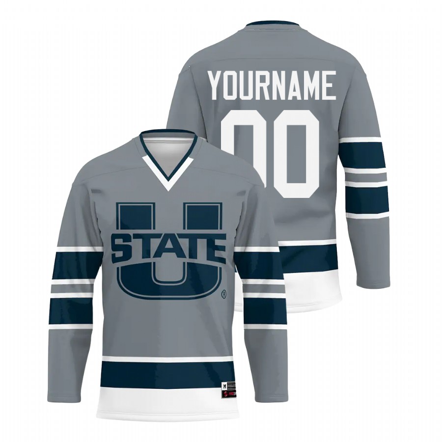 utah state aggies ncaa gray college hockey jersey