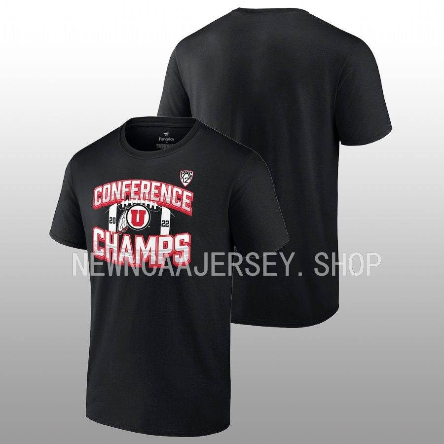 utah utes black 2022 pac 12 football champions icon bold t shirt