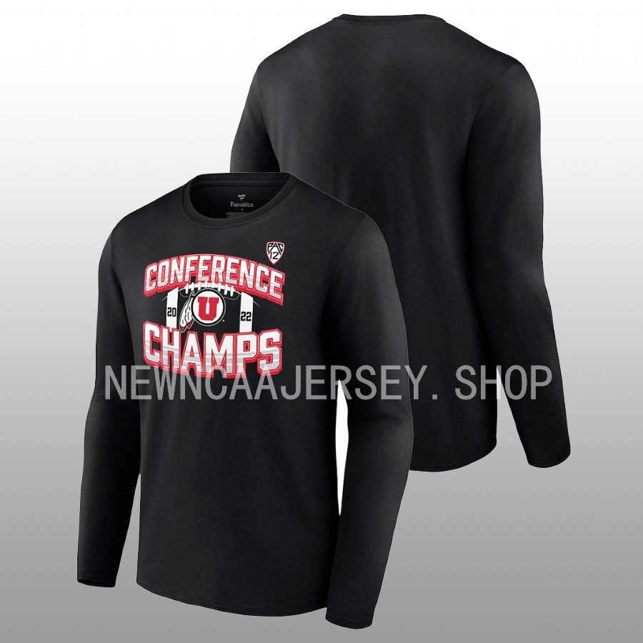 utah utes black 2022 pac 12 football champions long sleeve t shirt