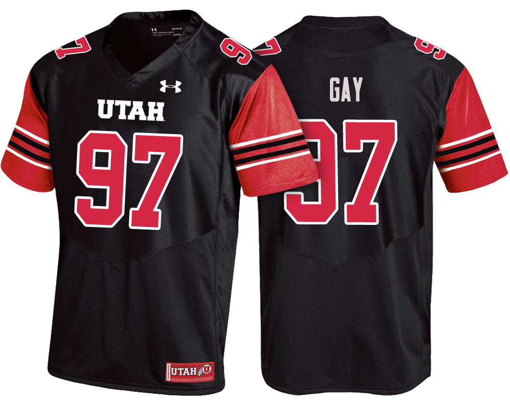 utah utes black matt gay college football jersey