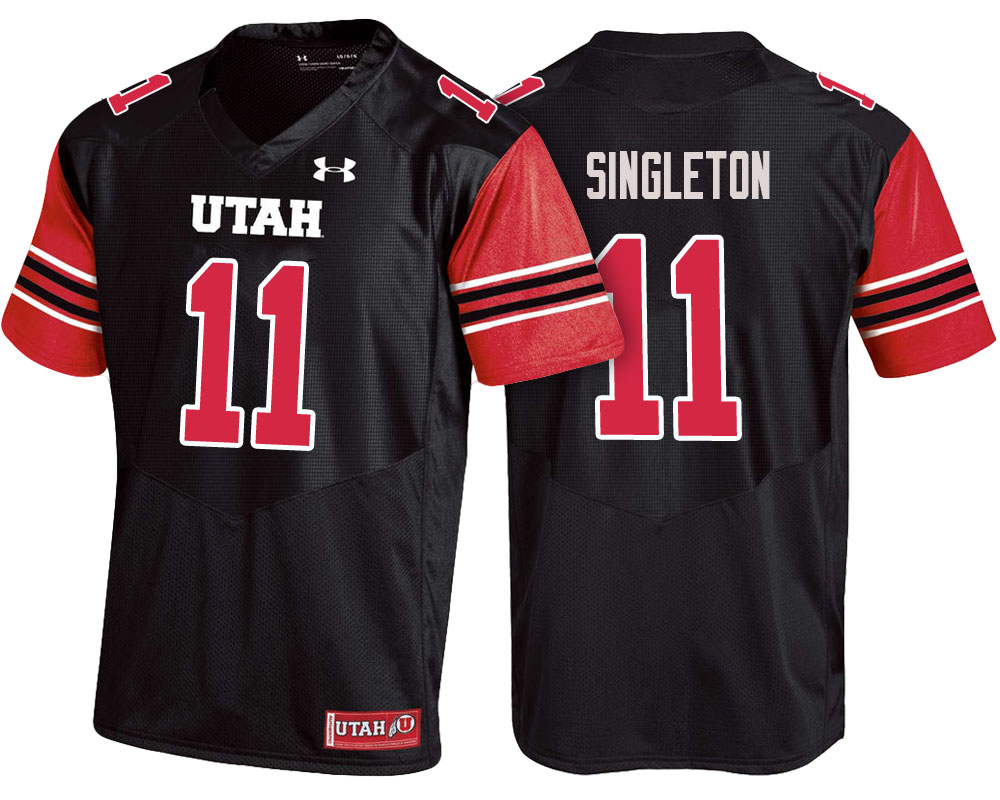 utah utes black raelon singleton college football jersey