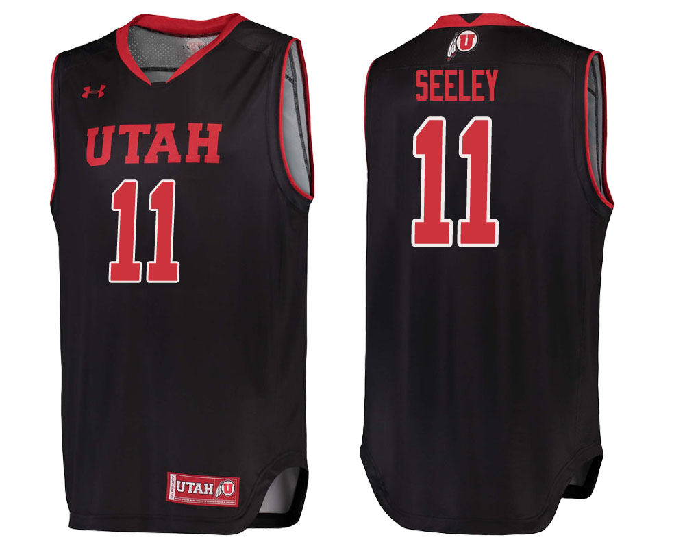 utah utes chris seeley black college basketball jersey