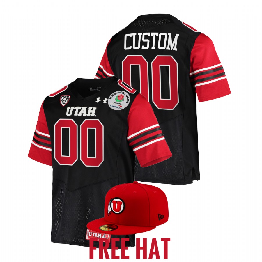 utah utes custom black 2022 rose bowl college football playoff jersey