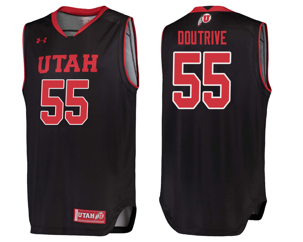 utah utes devante doutrive black college basketball jersey