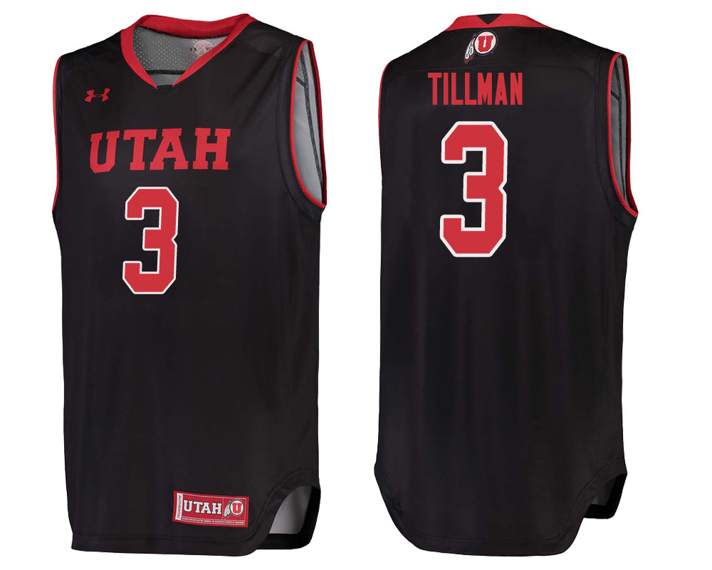 utah utes donnie tillman black college basketball jersey