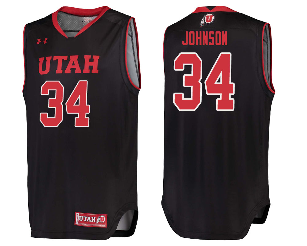 utah utes jayce johnson black college basketball jersey