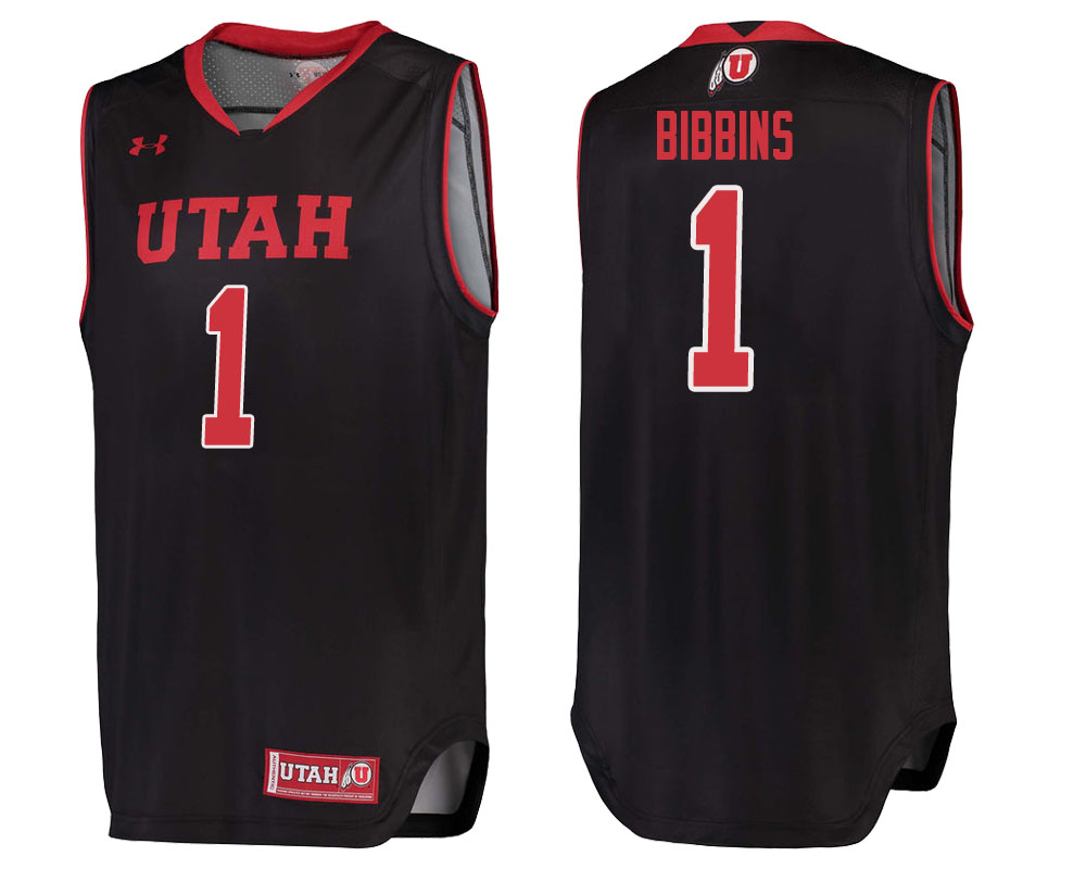 utah utes justin bibbins black college basketball jersey