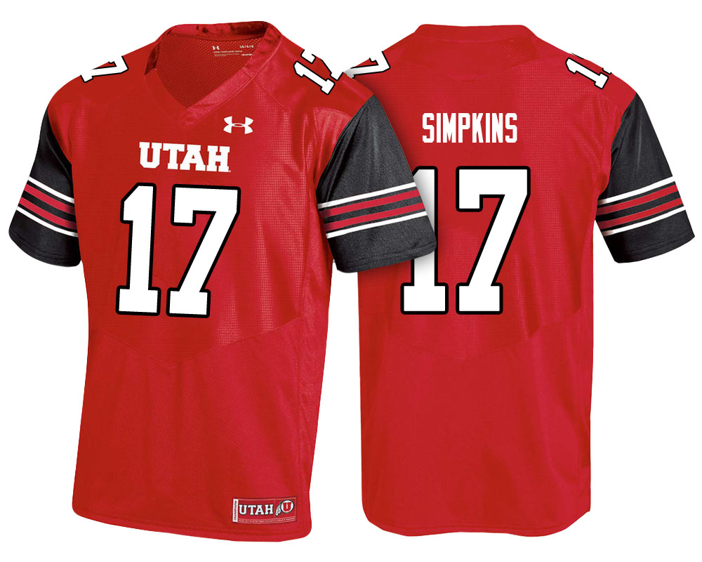 utah utes red demari simpkins college football jersey