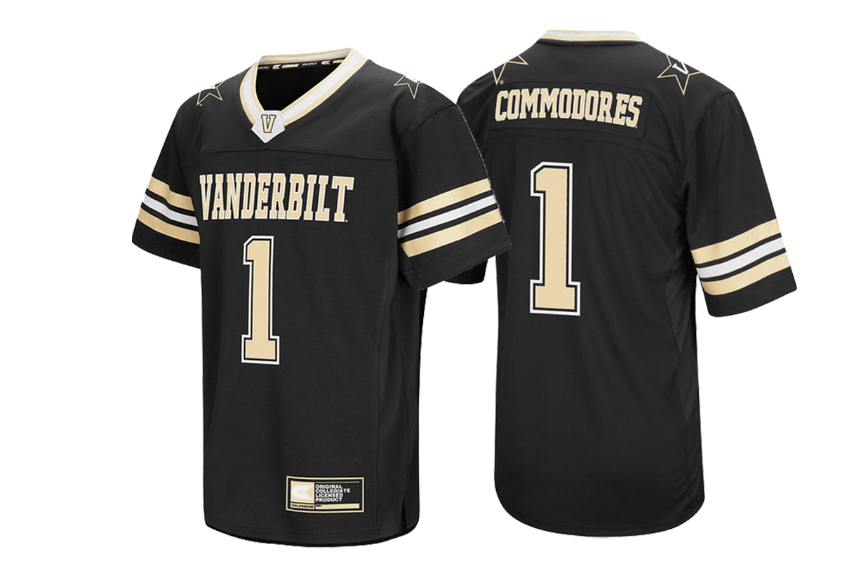 vanderbilt commodores 1 black colosseum hail mary ii football jersey