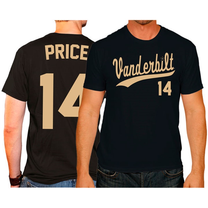 vanderbilt commodores black 14 david price college baseball player t shirt