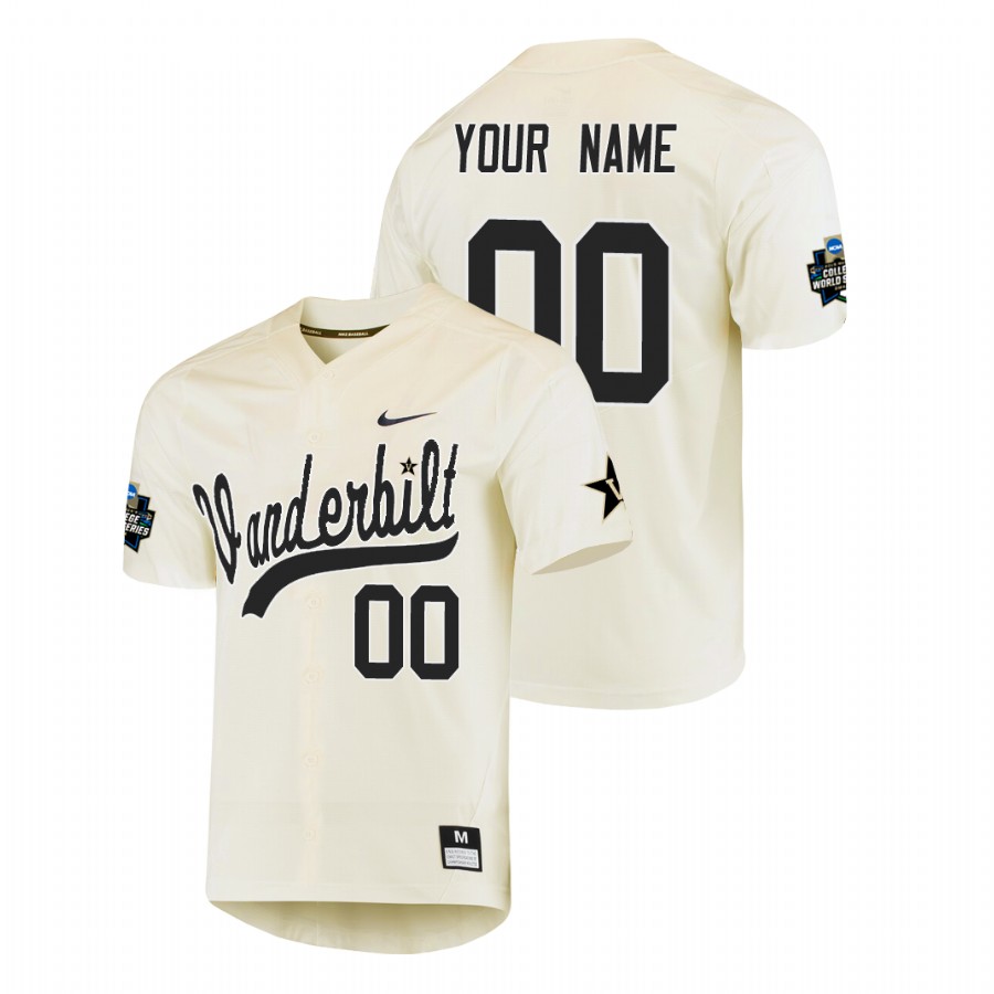 vanderbilt commodores custom cream 2019 ncaa baseball college world series jersey