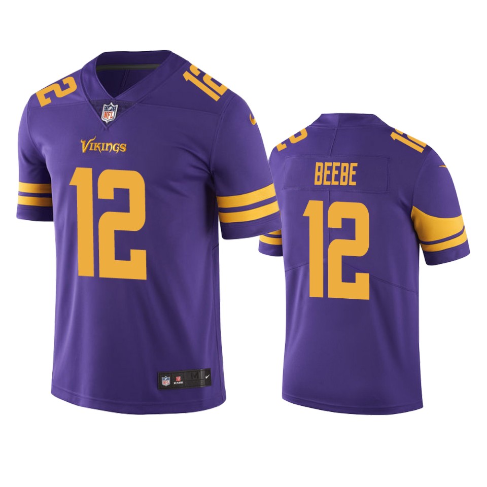 vikings 12 chad beebe purple color rush limited jersey