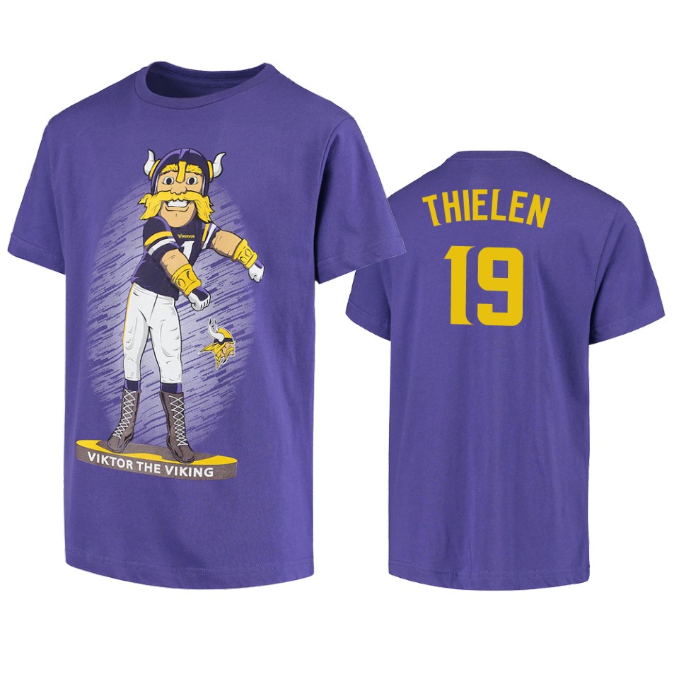 vikings adam thielen purple dancing viktor the viking mascot t shirt