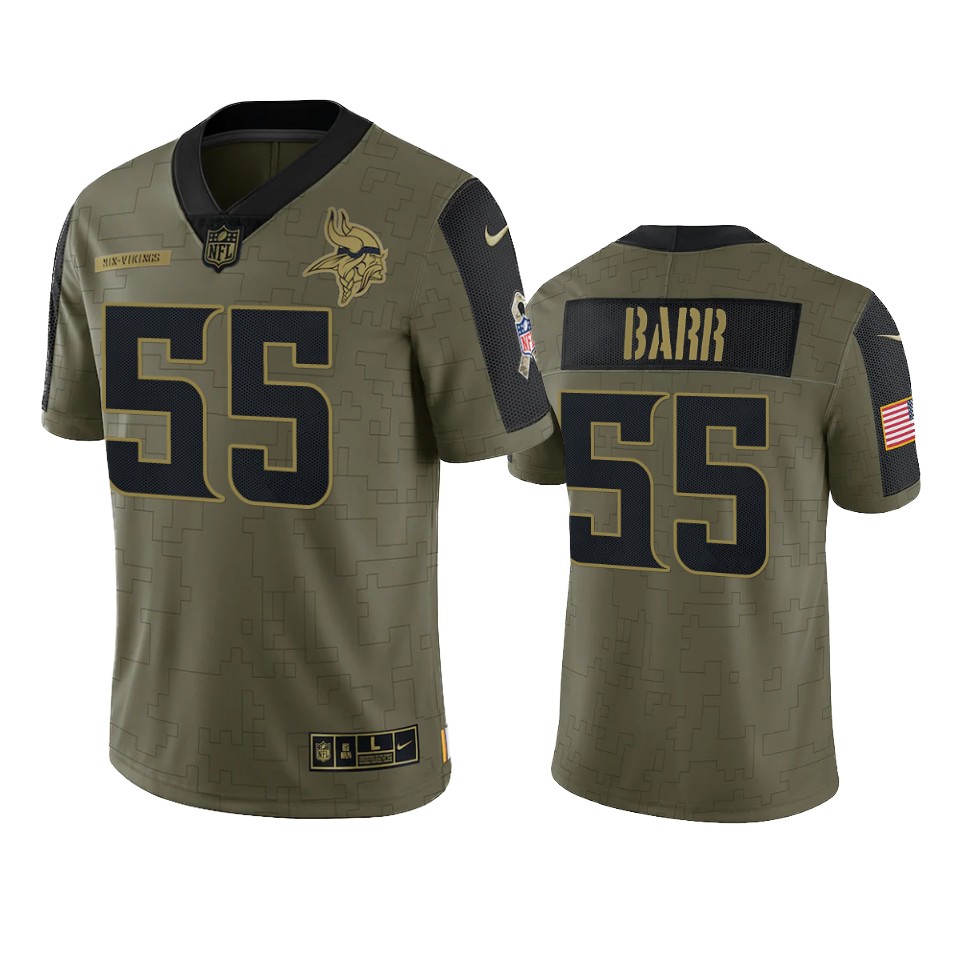 vikings anthony barr olive limited 2021 salute to service jersey
