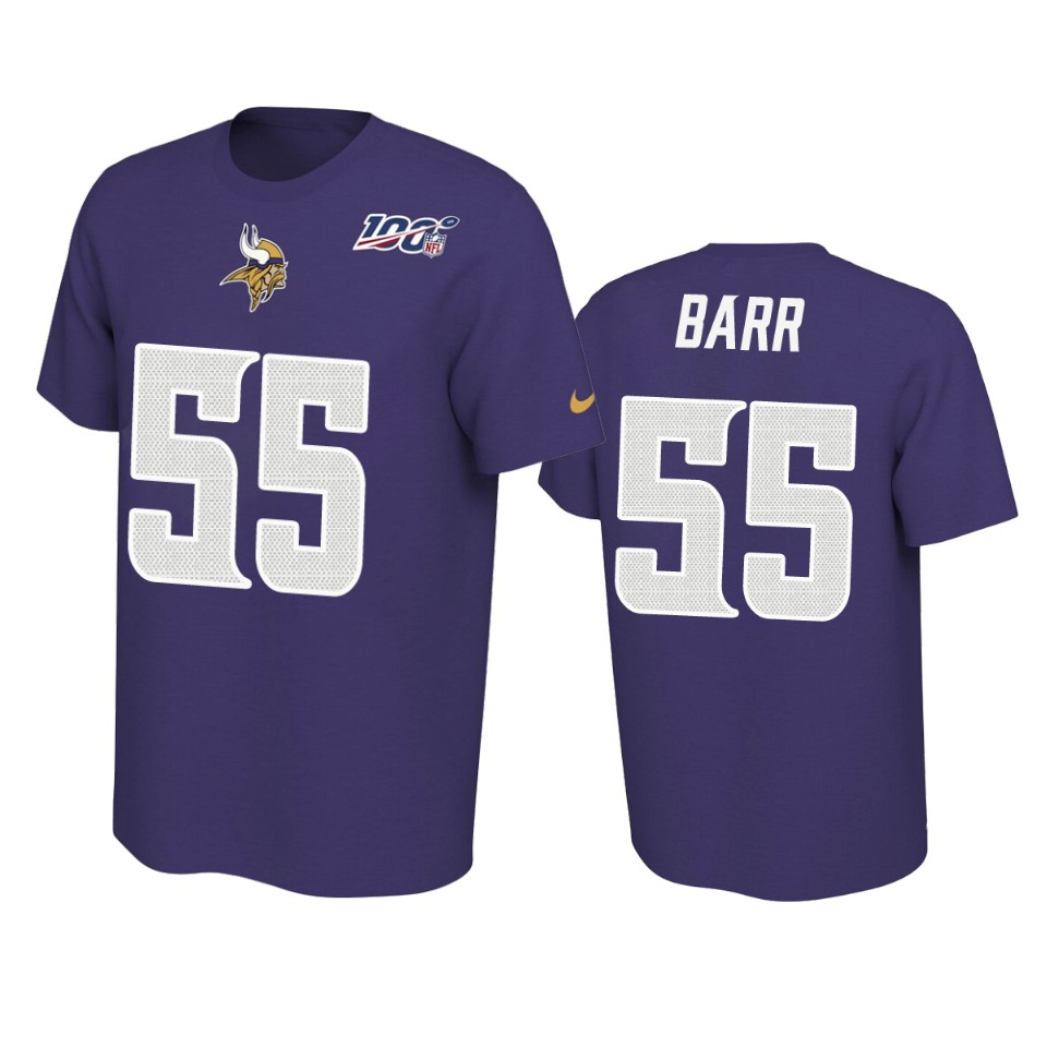 vikings anthony barr purple player pride 100th season tee