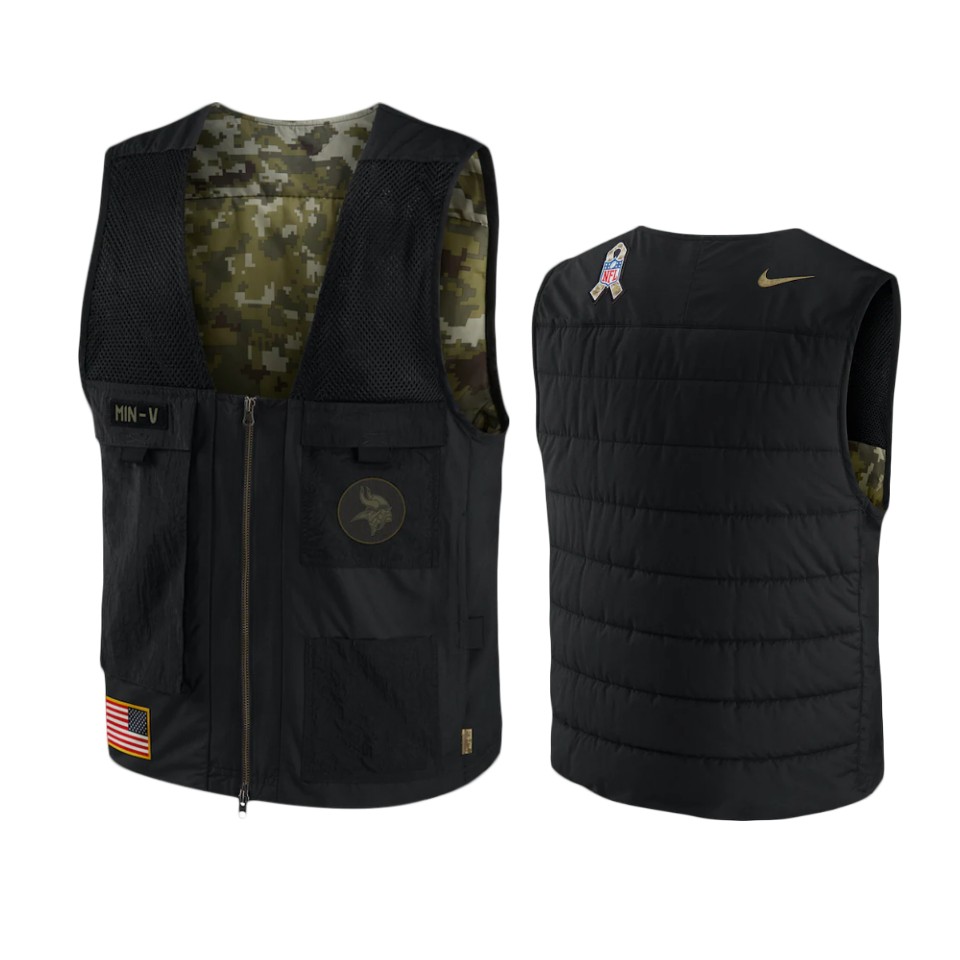 vikings black camo 2020 salute to service logo utility vest