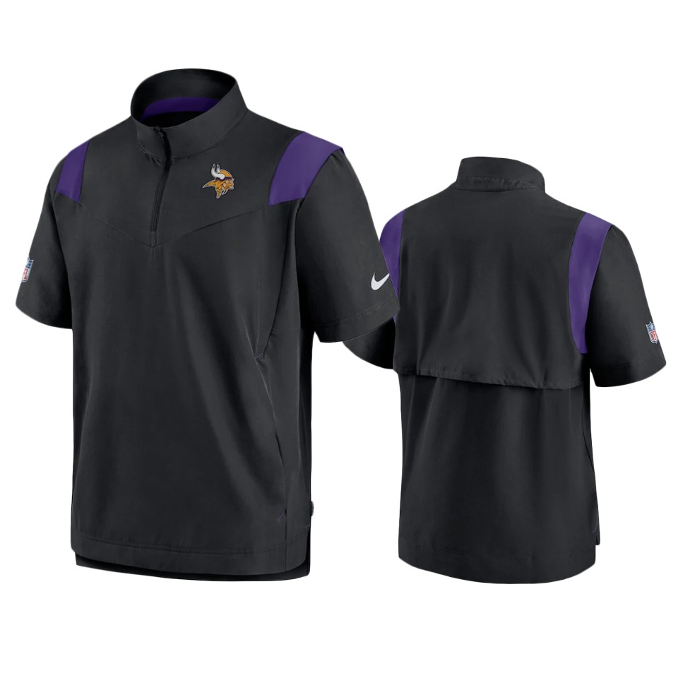 vikings black sideline coaches quarter zip jacket