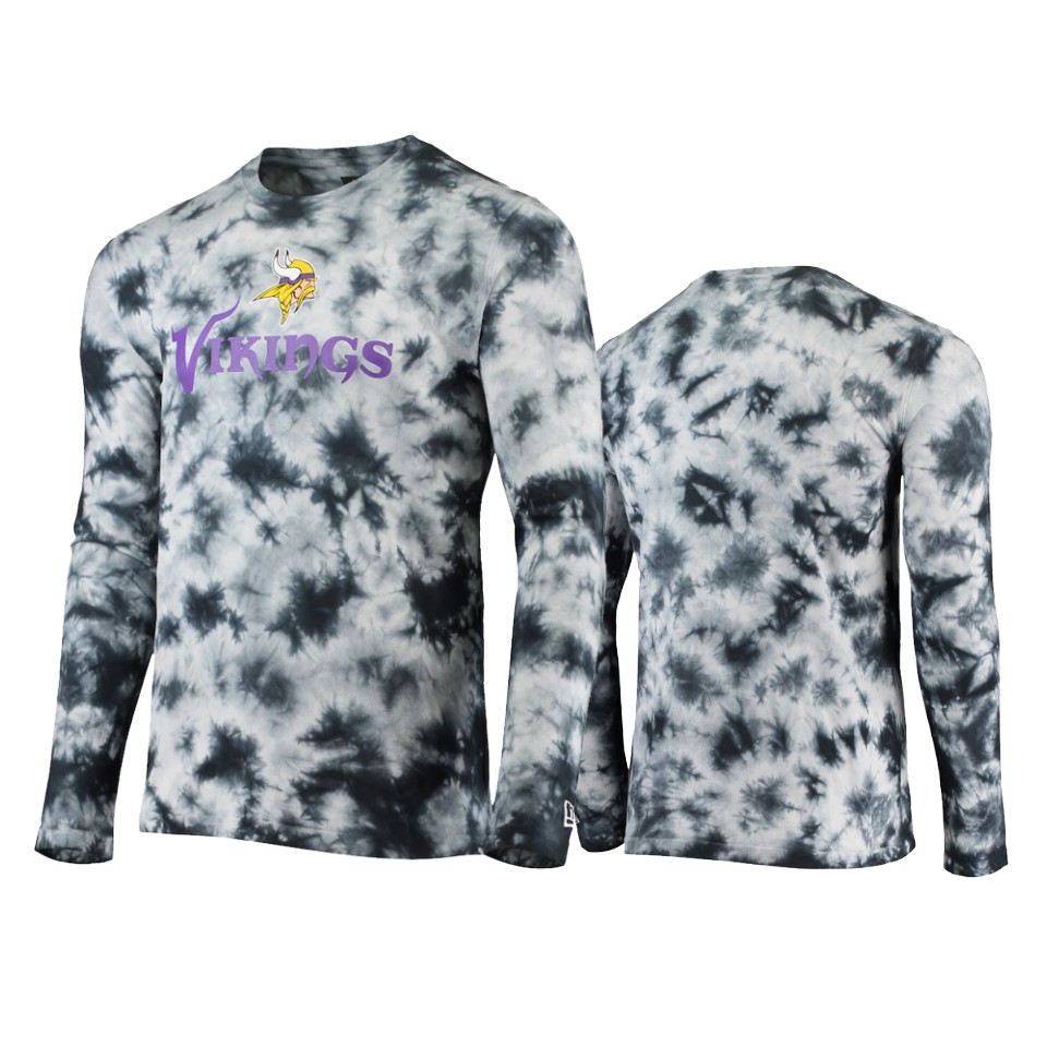 vikings black tie dye long sleeve t shirt