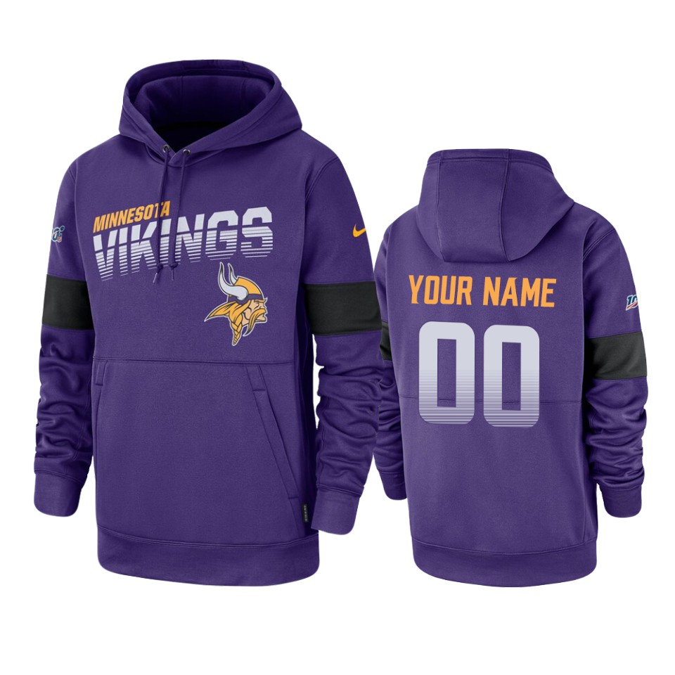 vikings custom purple sideline team logo 100th season hoodie