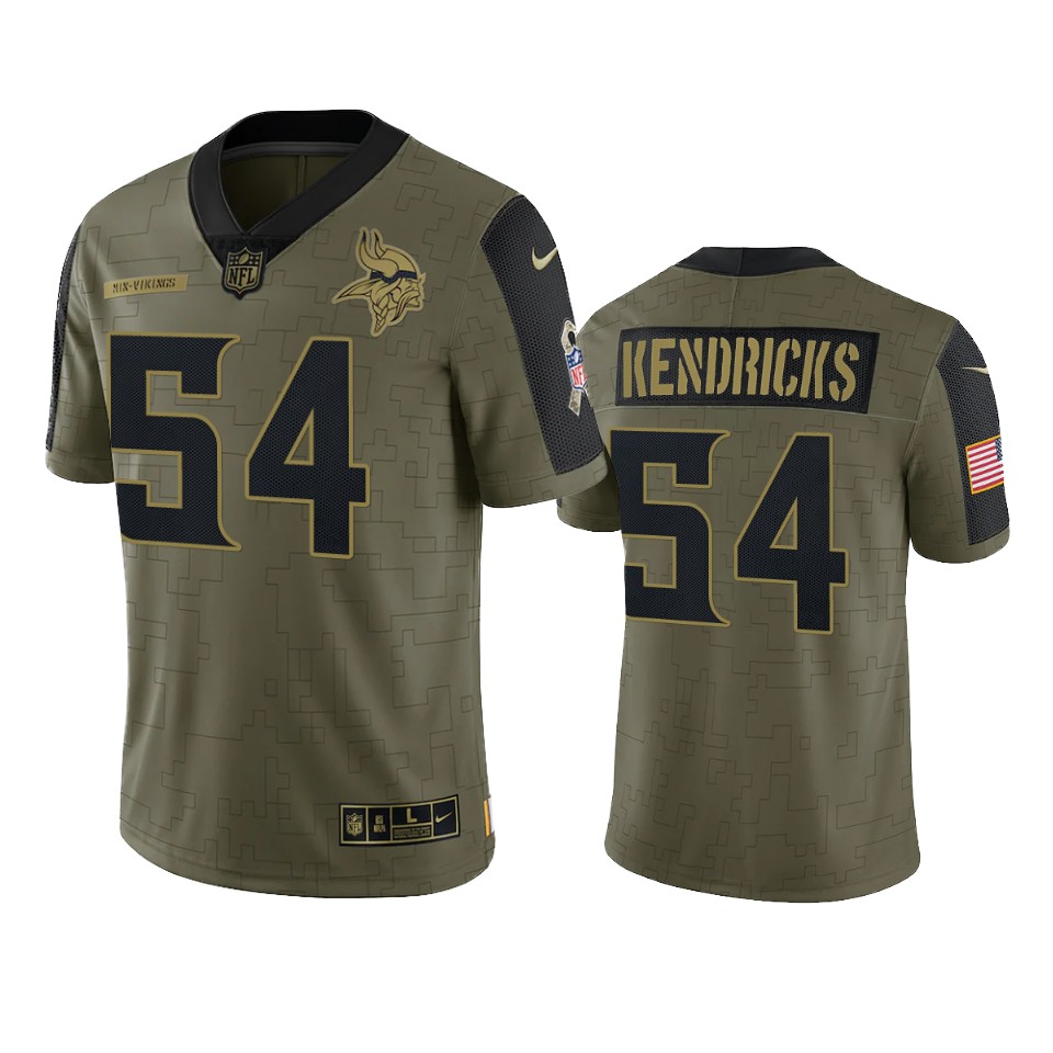 vikings eric kendricks olive limited 2021 salute to service jersey