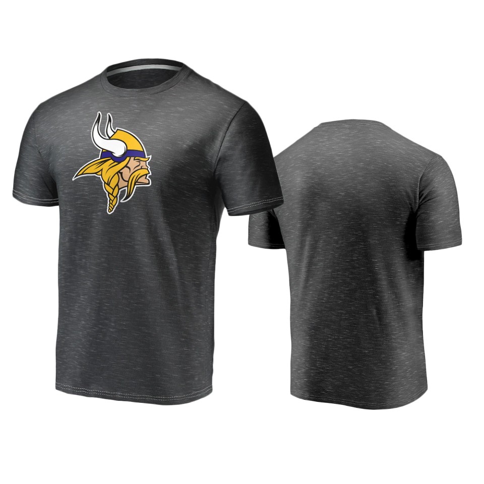 vikings heather charcoal space dye primary logo t shirt