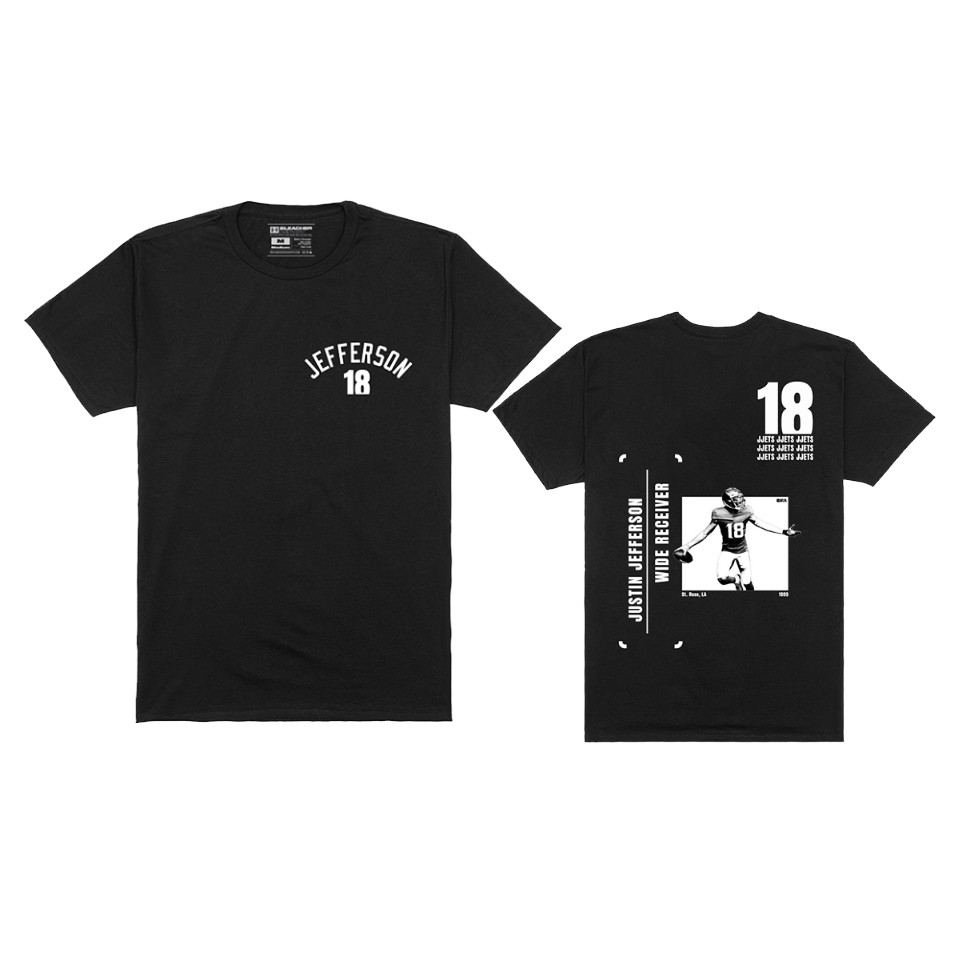 vikings justin jefferson player graphic black name number t shirt