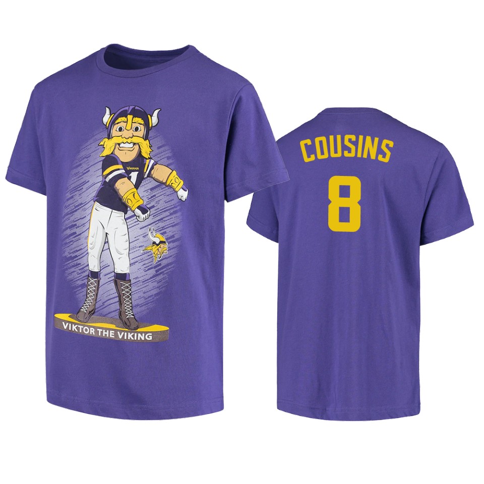 vikings kirk cousins purple dancing viktor the viking mascot t shirt