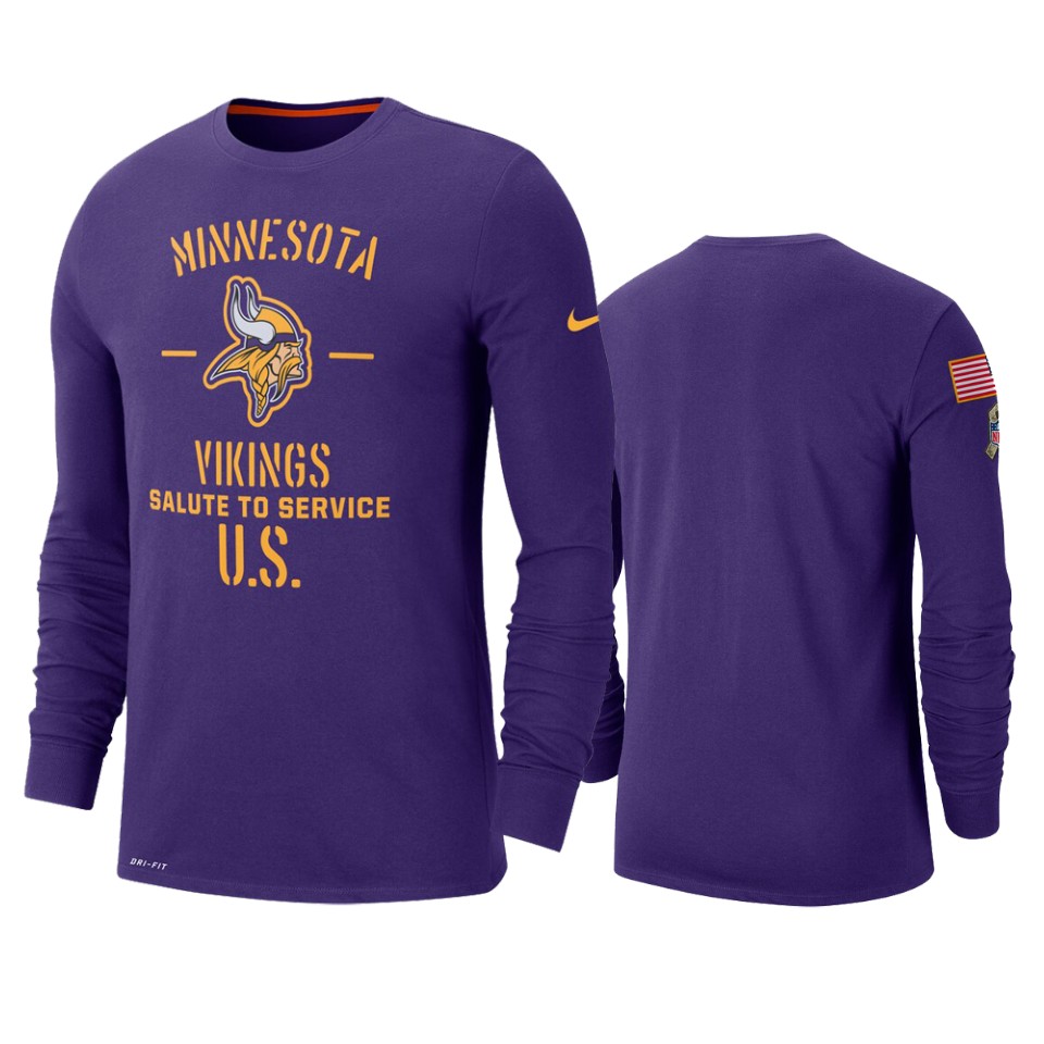 vikings purple 2019 salute to service sideline long sleeve t shirt