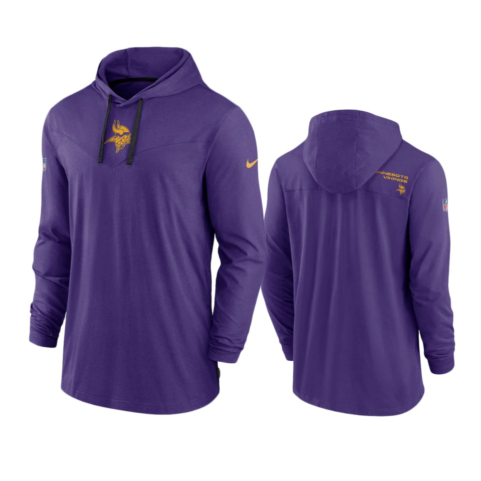 vikings purple sideline performance hoodie long sleeve t shirt