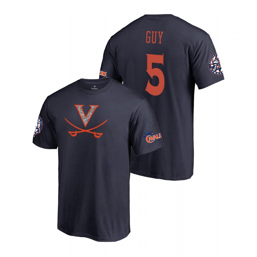virginia cavaliers basketball kyle guy navy static logo men's t shirt