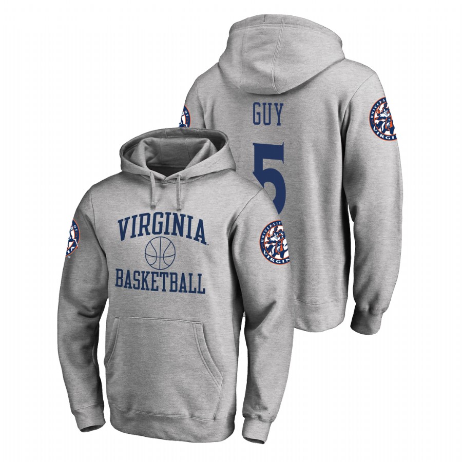 virginia cavaliers college basketball kyle guy heathered gray in bounds men's hoodie