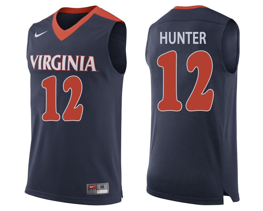virginia cavaliers de'andre hunter navy college basketball jersey