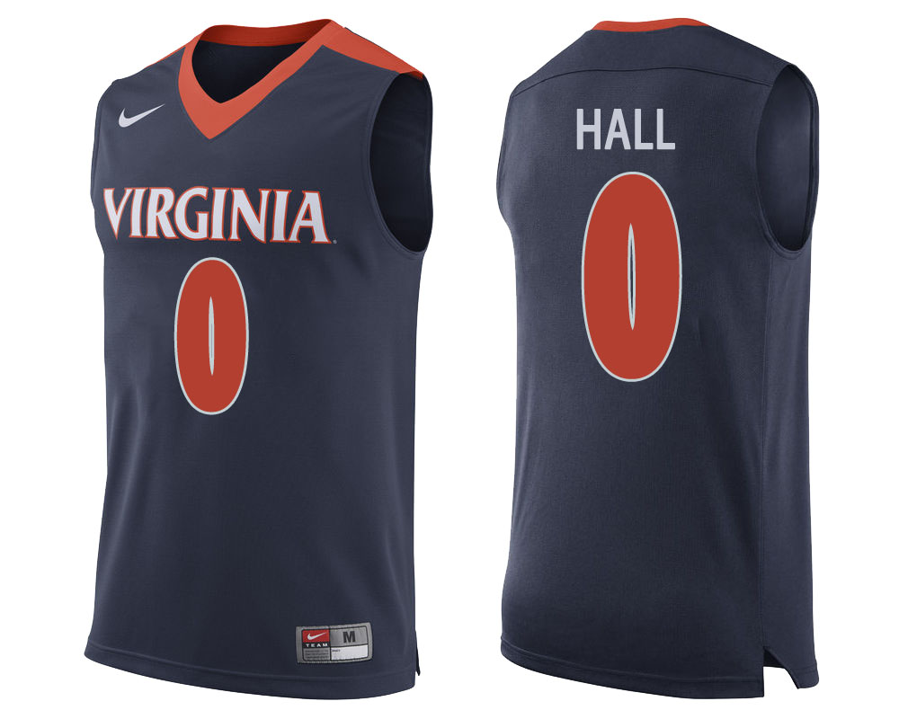virginia cavaliers devon hall navy college basketball jersey