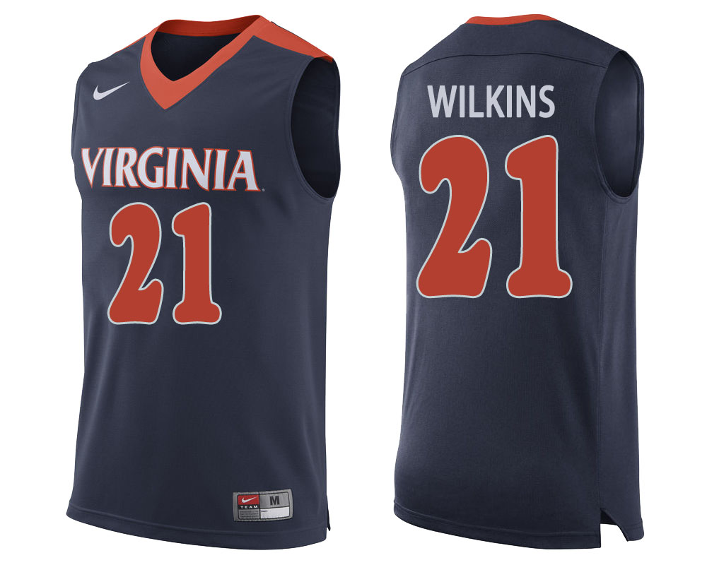 virginia cavaliers isaiah wilkins navy college basketball jersey