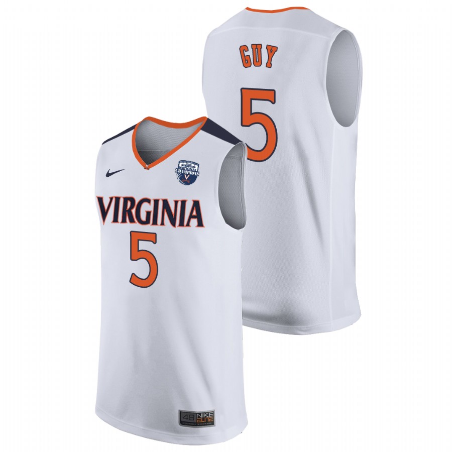 virginia cavaliers kyle guy white 2019 men's basketball champions jersey