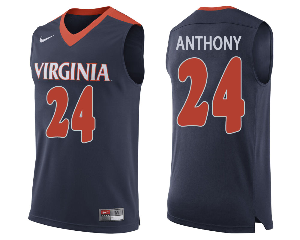 virginia cavaliers marco anthony navy college basketball jersey