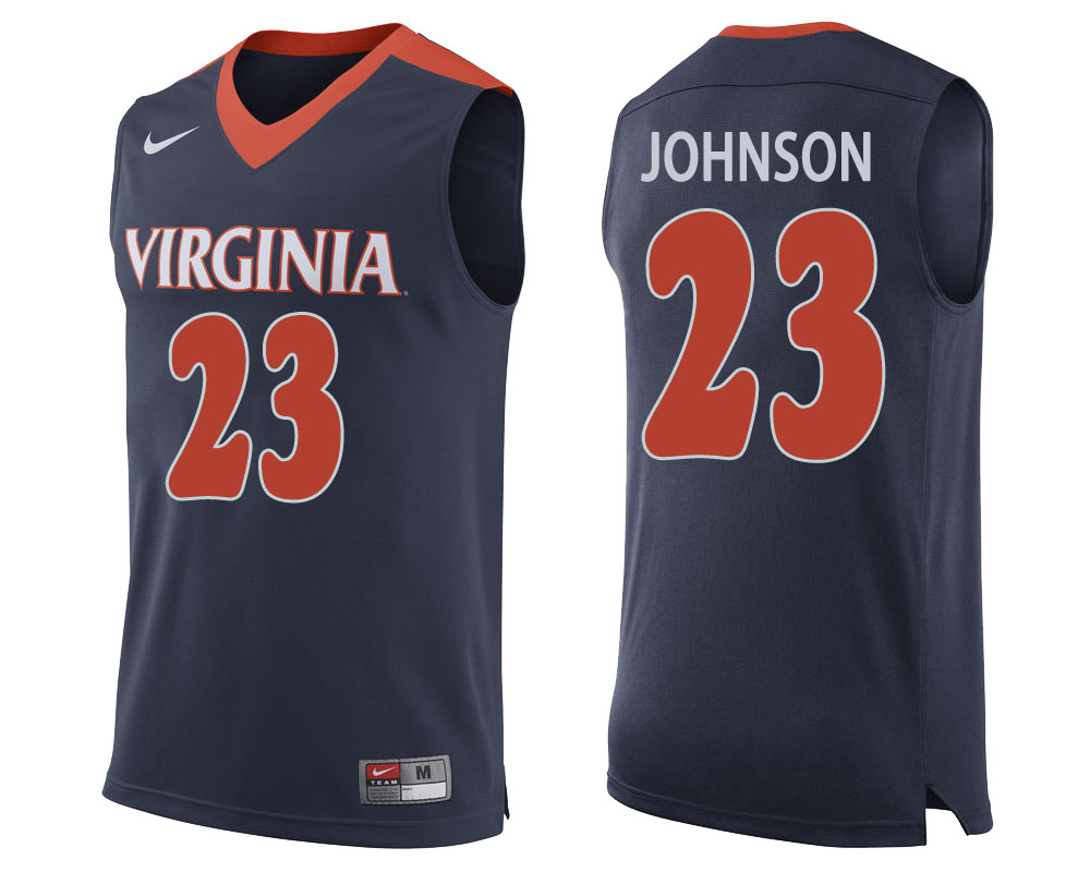virginia cavaliers nigel johnson navy college basketball jersey