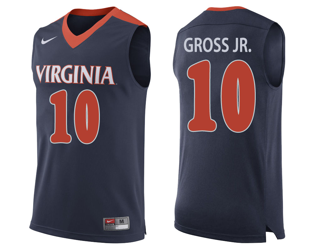 virginia cavaliers trevon gross jr. navy college basketball jersey