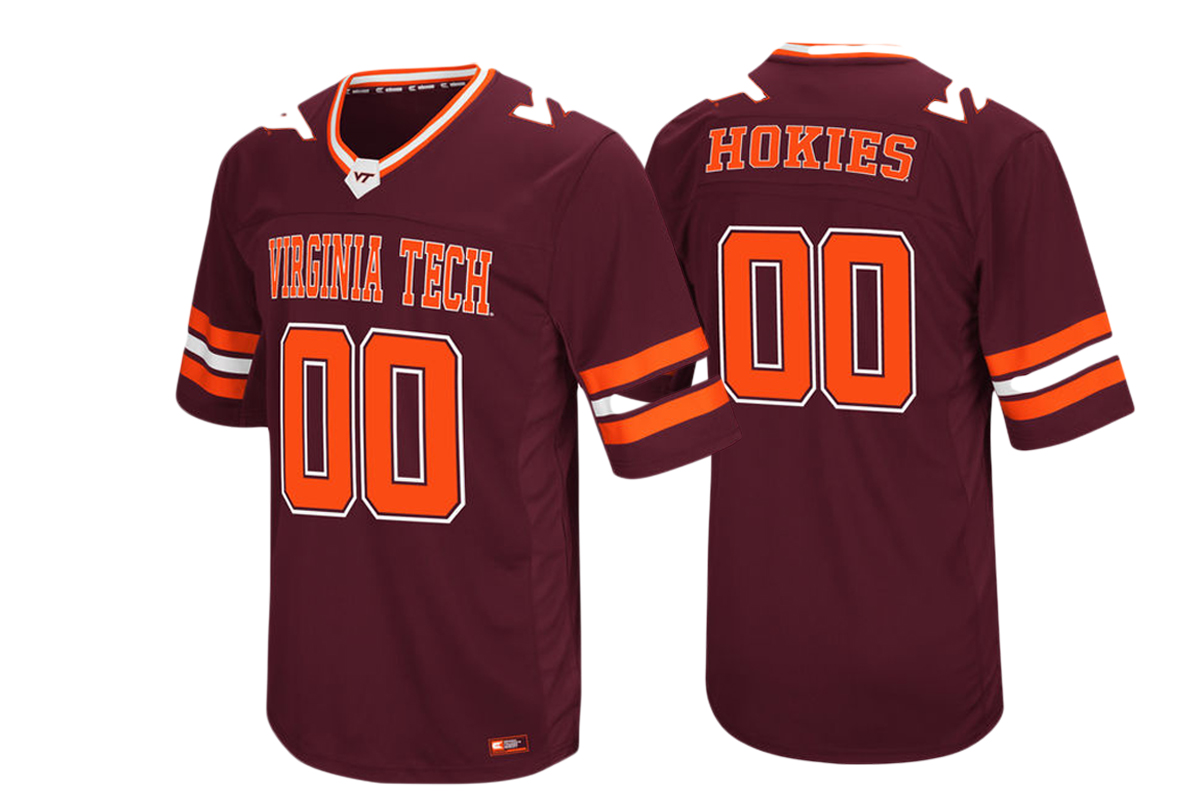 virginia tech hokies 0 maroon colosseum hail mary ii football jersey