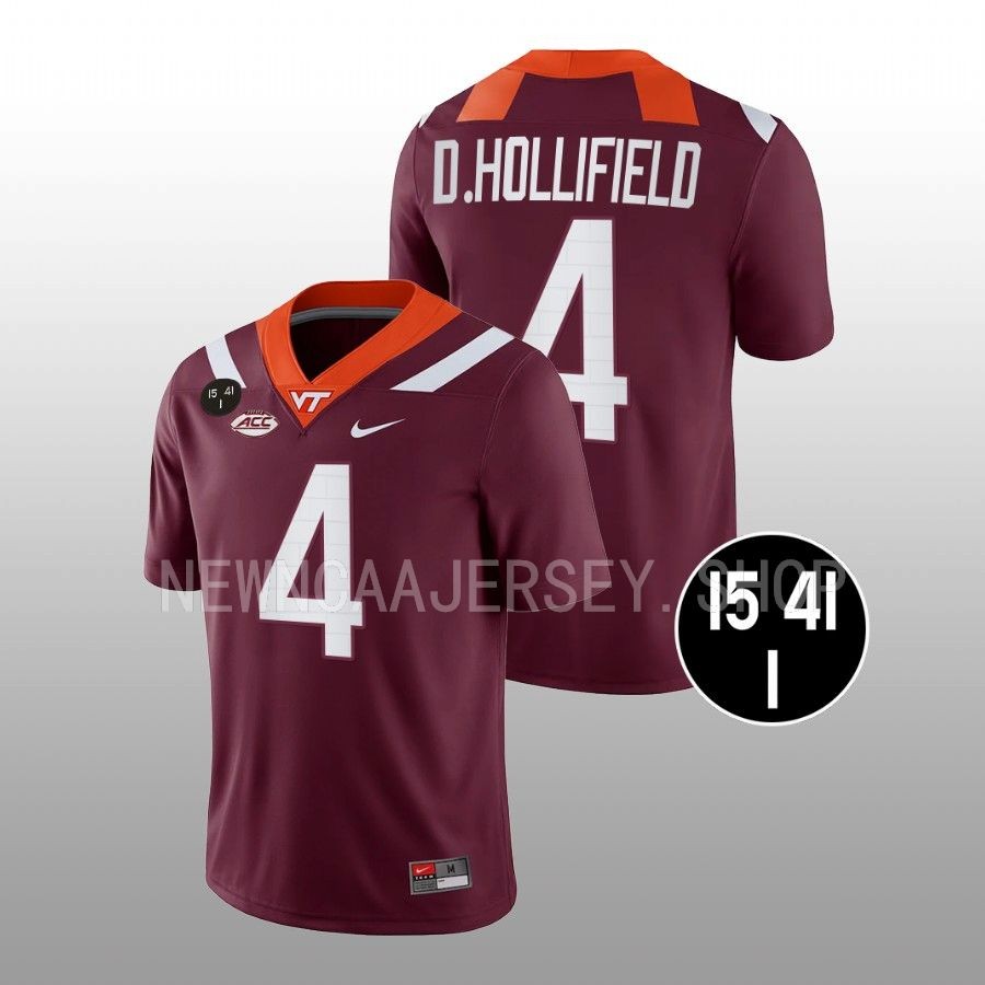 virginia tech hokies dax hollifield maroon football uva strong men jersey