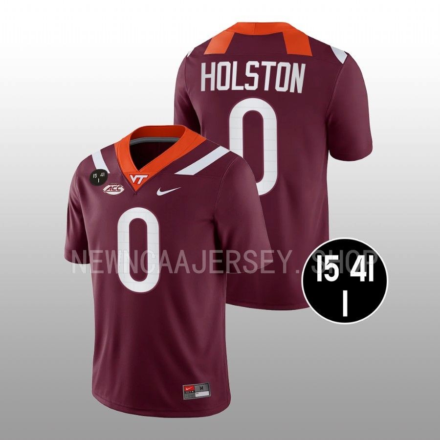 virginia tech hokies jalen holston maroon football uva strong men jersey