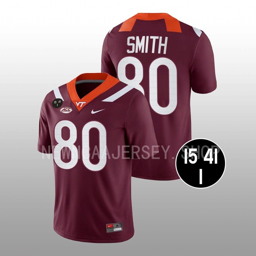 virginia tech hokies kaleb smith maroon football uva strong men jersey